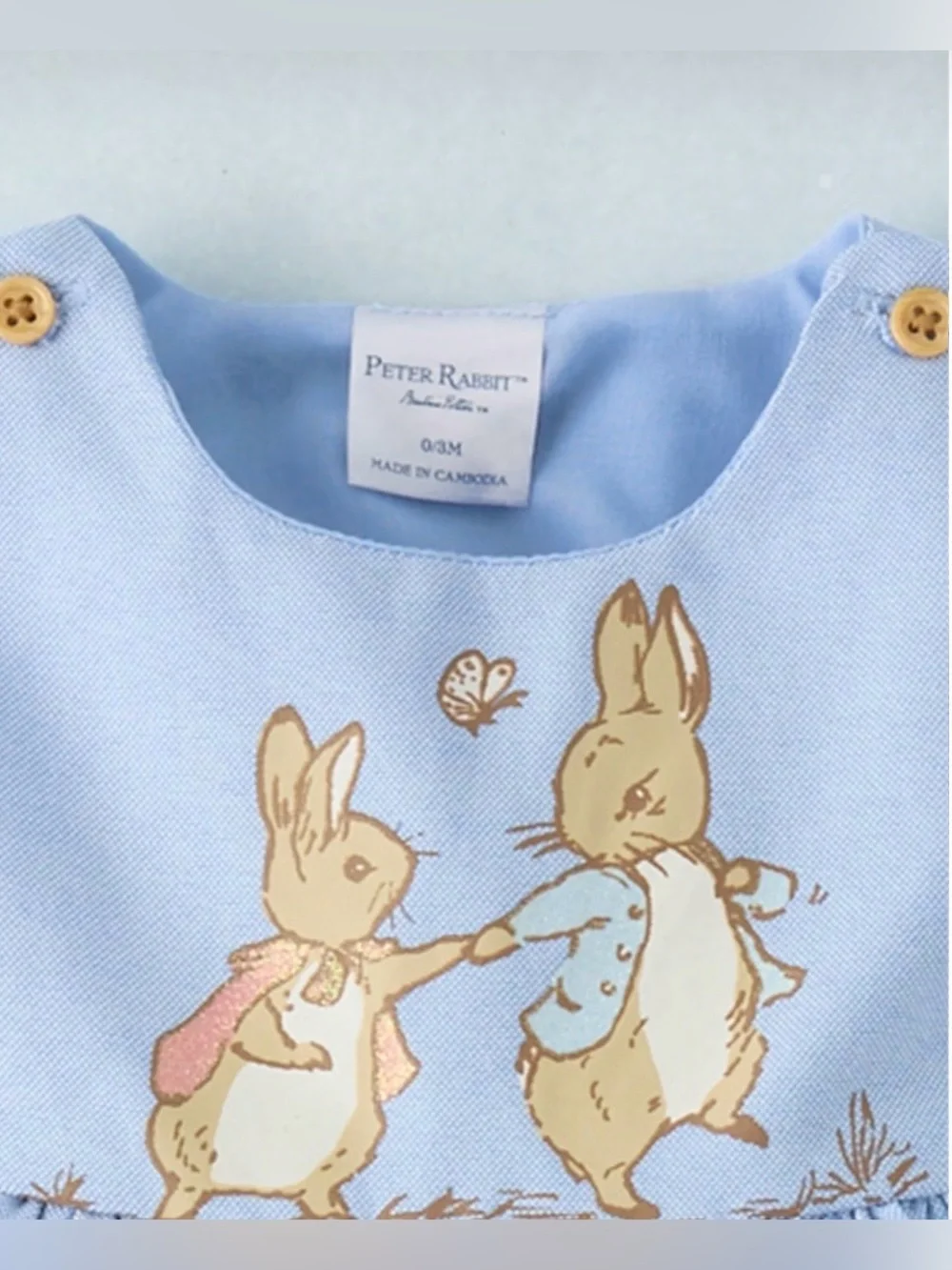 Peter Rabbit Glitter Scalloped Chambray Dress 12-18M NWT